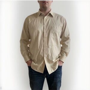 Vintage Crazy Horse Dress Shirt Men’s 17.5 34/35 Pale Yellow Micro Dobby Cotton